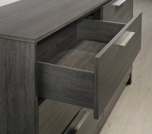 English Elm Ioana Six Piece Queen Bedroom Set Weathered Grey Wood with Dresser Chest Nightstands T2574P202559