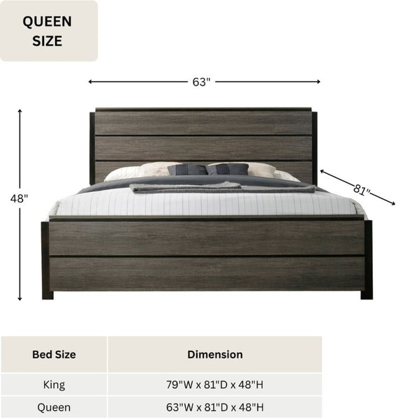 English Elm Ioana Six Piece Queen Bedroom Set Weathered Grey Wood with Dresser Chest Nightstands T2574P202559