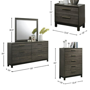 English Elm Ioana Six Piece Queen Bedroom Set Weathered Grey Wood with Dresser Chest Nightstands T2574P202559