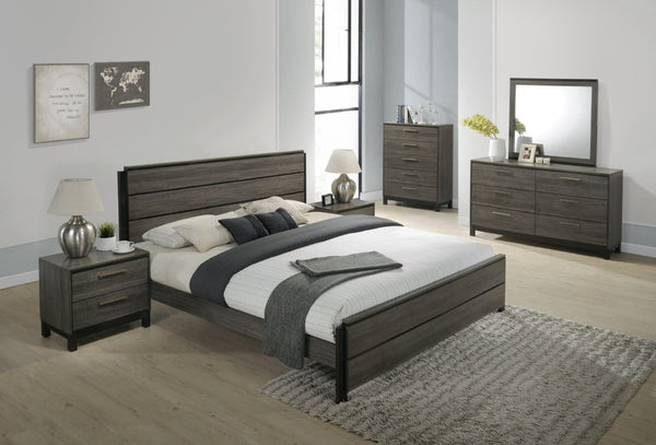English Elm Ioana Six Piece Queen Bedroom Set Weathered Grey Wood with Dresser Chest Nightstands T2574P202559