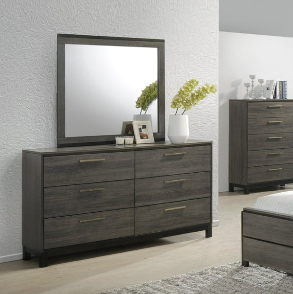 English Elm Ioana Six Piece Queen Bedroom Set Weathered Grey Wood with Dresser Chest Nightstands T2574P202559