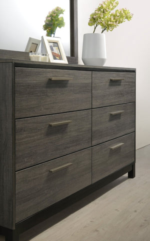 English Elm Ioana Six Piece Queen Bedroom Set Weathered Grey Wood with Dresser Chest Nightstands T2574P202559
