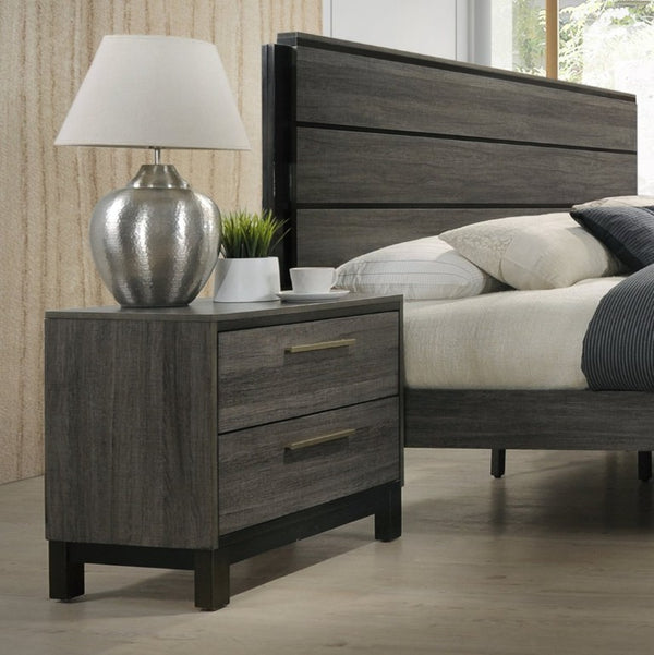 English Elm Ioana Six Piece Queen Bedroom Set Weathered Grey Wood with Dresser Chest Nightstands T2574P202559