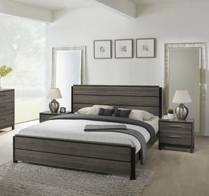 English Elm Ioana King Panel Bedroom Set Rubberwood Weathered Grey with Matching Nightstands T2574P202572