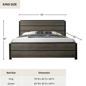 English Elm Ioana King Panel Bedroom Set Rubberwood Weathered Grey with Matching Nightstands T2574P202572