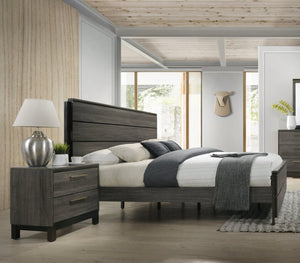 English Elm Ioana Queen Bedroom Set with Wood Inlay Craftsmanship and Antique Grey Veneer Finish T2574P202574