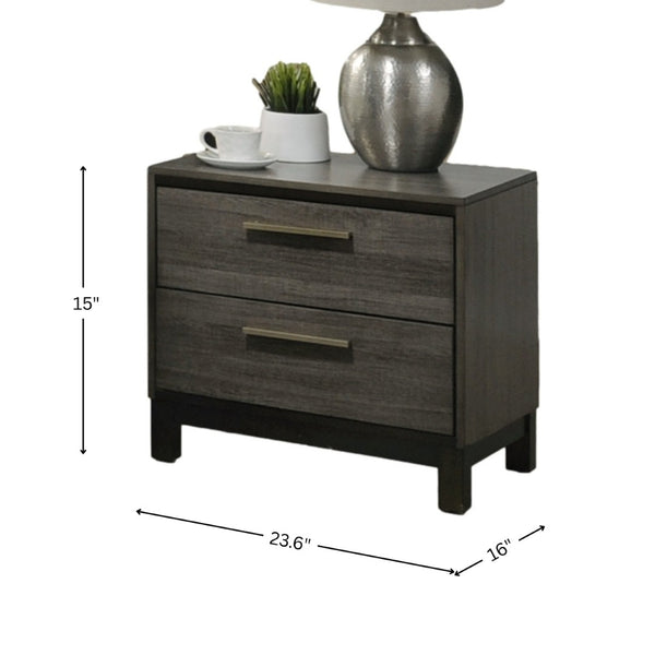 English Elm Ioana Queen Bedroom Set with Wood Inlay Craftsmanship and Antique Grey Veneer Finish T2574P202574