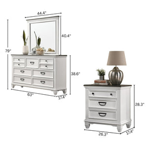 English Elm Clelane Modern Farmhouse King Bedroom Set Shiplap Solid Wood Weathered White Finish T2574P202583