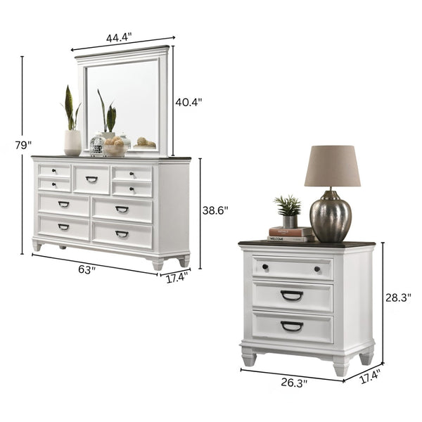 English Elm Clelane Modern Farmhouse King Bedroom Set Shiplap Solid Wood Weathered White Finish T2574P202583