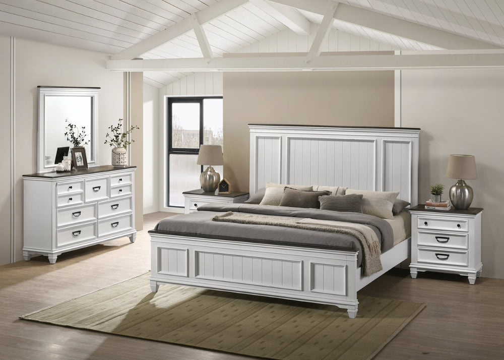 English Elm Clelane Modern Farmhouse King Bedroom Set Shiplap Wood Five Piece Weathered White Suite T2574P202586