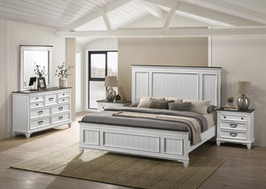 English Elm Clelane Modern Farmhouse King Bedroom Set Shiplap Wood Five Piece Weathered White Suite T2574P202586