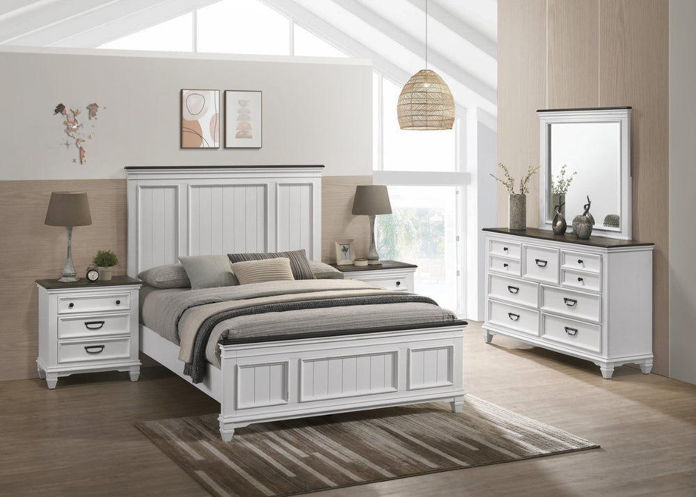 English Elm Clelane Five Piece Queen Bedroom Set Weathered White Shiplap Farmhouse Wood T2574P202587