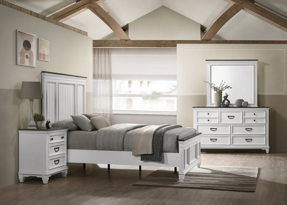 English Elm Clelane Five Piece Queen Bedroom Set Weathered White Shiplap Farmhouse Wood T2574P202587