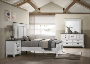 English Elm Clelane Five Piece Queen Bedroom Set Weathered White Shiplap Farmhouse Wood T2574P202587
