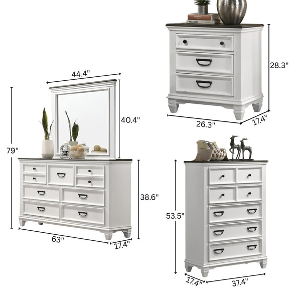 English Elm Clelane Modern Farmhouse King Bedroom Set Shiplap Headboard Weathered White Five Piece T2574P204503
