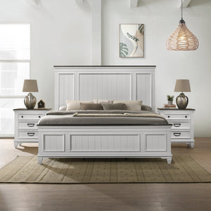 English Elm Clelane Modern Farmhouse King Bedroom Set Shiplap Panels Weathered White Wood T2574P204505
