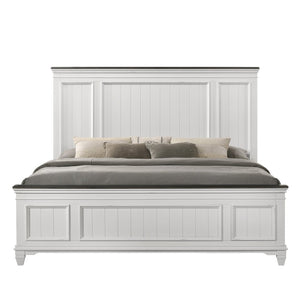 English Elm Clelane Modern Farmhouse King Bedroom Set Shiplap Panels Weathered White Wood T2574P204505