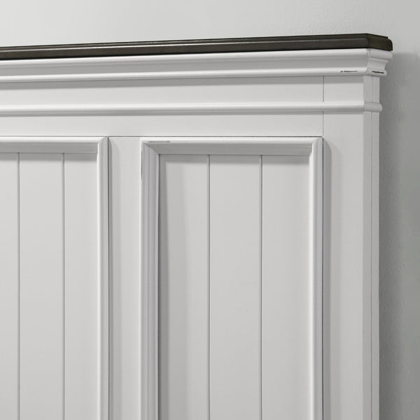 English Elm Clelane Modern Farmhouse King Bedroom Set Shiplap Panels Weathered White Wood T2574P204505