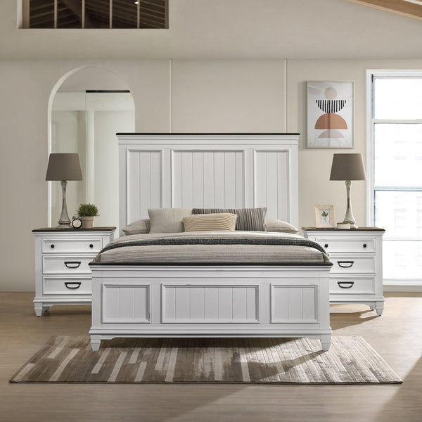 English Elm Clelane Queen Bedroom Set Modern Farmhouse Shiplap Wood Frame with Two Nightstands T2574P204506