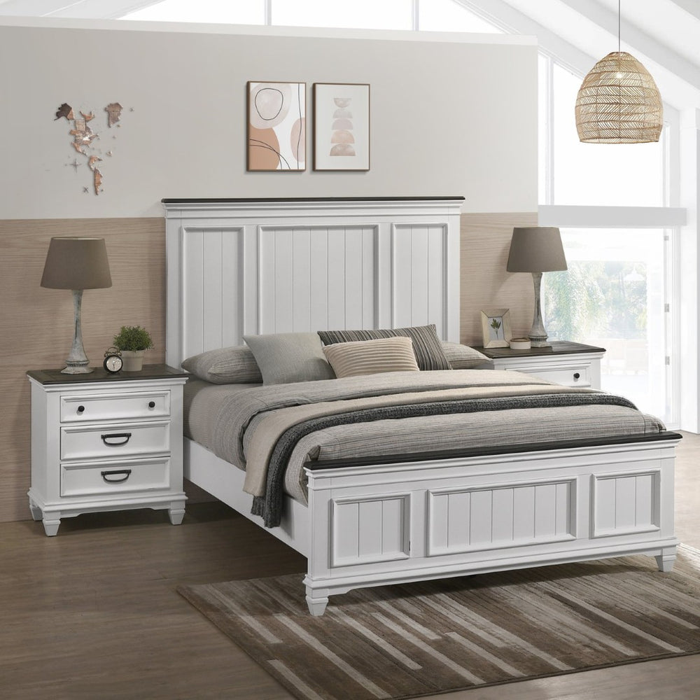 English Elm Clelane Queen Bedroom Set Modern Farmhouse Shiplap Wood Frame with Two Nightstands T2574P204506