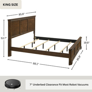 English Elm Maderne Antique Walnut King Bedroom Set with Distressed Finish and Pewter Hardware T2574P204887
