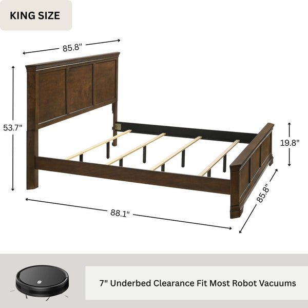 English Elm Maderne Antique Walnut King Bedroom Set with Distressed Finish and Pewter Hardware T2574P204887
