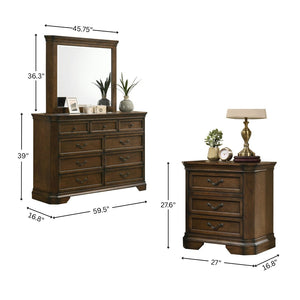 English Elm Maderne Antique Walnut King Bedroom Set with Distressed Finish and Pewter Hardware T2574P204887