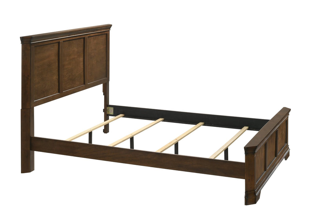 English Elm Maderne Queen Panel Bed Set with Antique Walnut Finish and Pewter Hardware Bedroom Suite T2574P204888