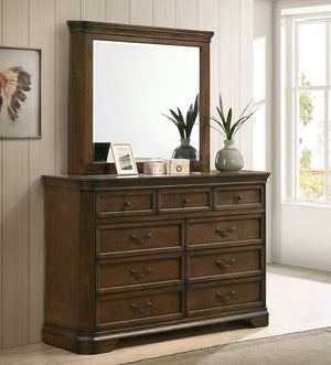 English Elm Maderne Antique Walnut King Panel Bedroom Set with Dovetail Craftsmanship Six Pieces T2574P204904