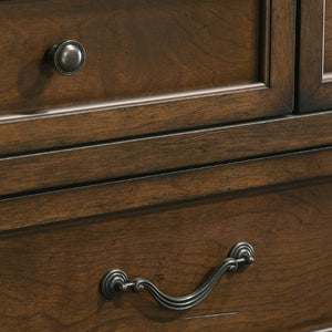 English Elm Maderne Antique Walnut Traditional Panel Queen Bedroom Set with Pewter Hardware T2574P204905