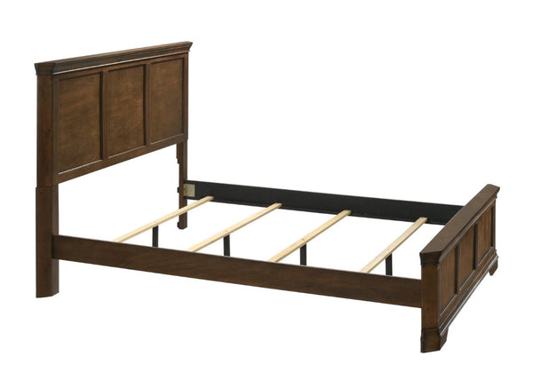 English Elm Maderne Antique Walnut Traditional Panel Queen Bedroom Set with Pewter Hardware T2574P204905