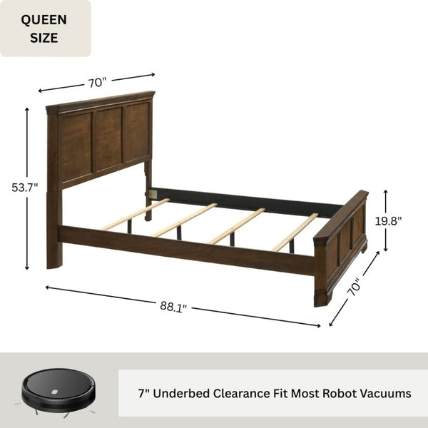 English Elm Maderne Antique Walnut Traditional Panel Queen Bedroom Set with Pewter Hardware T2574P204905