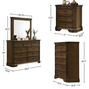 English Elm Maderne Antique Walnut Traditional Panel Queen Bedroom Set with Pewter Hardware T2574P204905