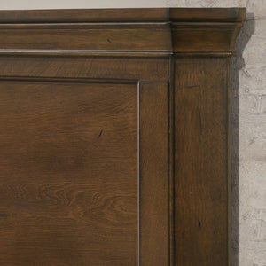 English Elm Maderne Antique Walnut Traditional Panel Queen Bedroom Set with Pewter Hardware T2574P204905