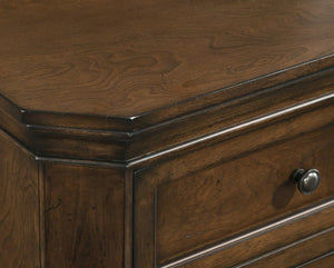 English Elm Maderne Antique Walnut Traditional Panel Queen Bedroom Set with Pewter Hardware T2574P204905