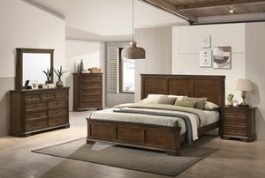 English Elm Maderne 5 Piece Queen Bedroom Set Antique Walnut Wood Grain Panel Bed with Storage T2574P204907