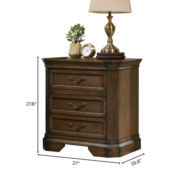 English Elm Maderne King Panel Bed Set with Distressed Walnut Finish and Antique Pewter Hardware T2574P204908