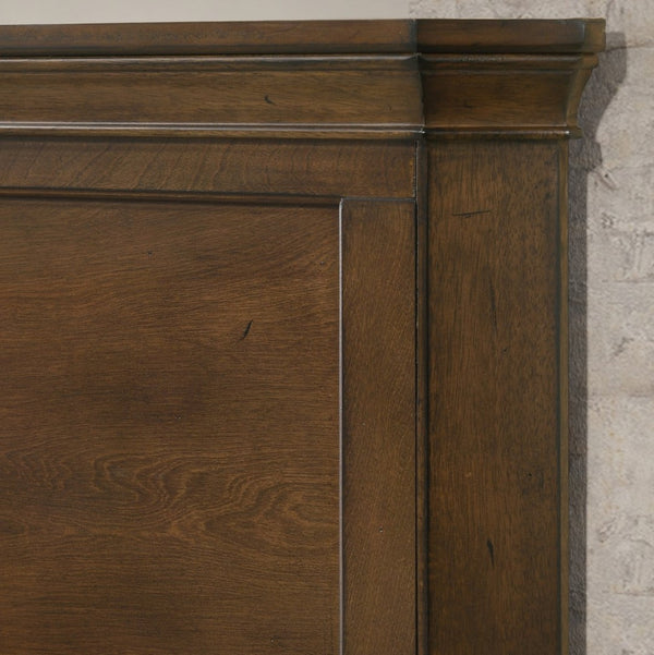 English Elm Maderne Solid Wood Queen Panel Bed Set Traditional Antique Walnut Finish with Nightstands T2574P204909