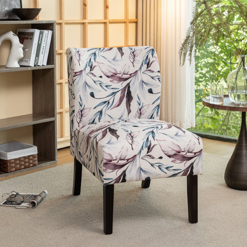 English Elm Capa Floral Slipper Chair Armless Accent Seat with Dark Wood Legs for Any Room T2574P205964