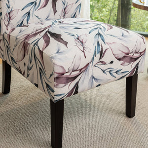 English Elm Capa Floral Slipper Chair Armless Accent Seat with Dark Wood Legs for Any Room T2574P205964