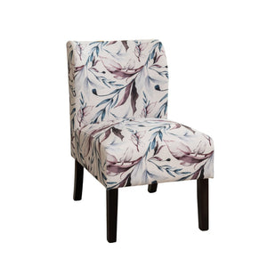 English Elm Capa Floral Slipper Chair Armless Accent Seat with Dark Wood Legs for Any Room T2574P205964