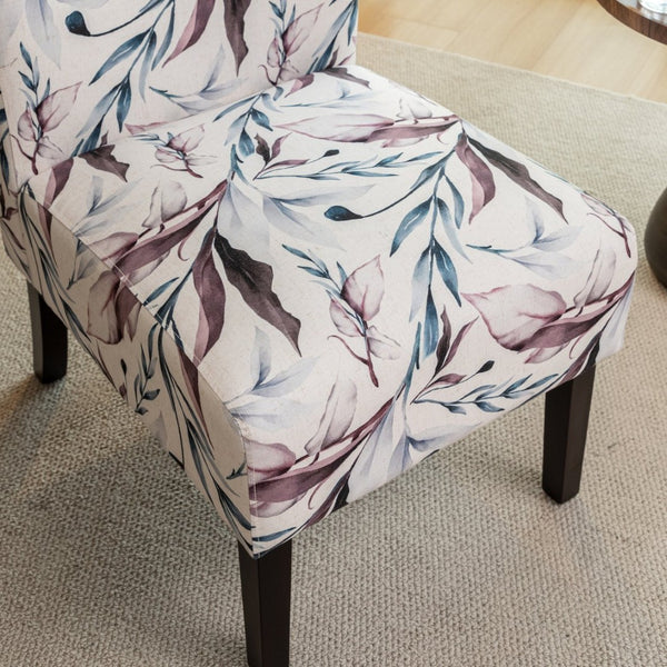 English Elm Capa Floral Slipper Chair Armless Accent Seat with Dark Wood Legs for Any Room T2574P205964