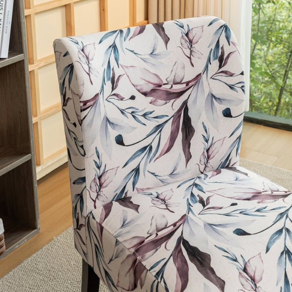 English Elm Capa Floral Slipper Chair Armless Accent Seat with Dark Wood Legs for Any Room T2574P205964