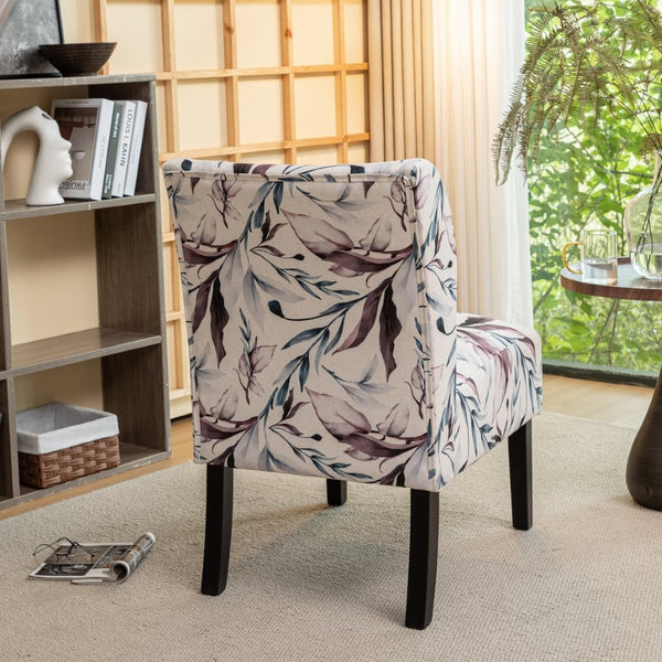 English Elm Capa Floral Slipper Chair Armless Accent Seat with Dark Wood Legs for Any Room T2574P205964