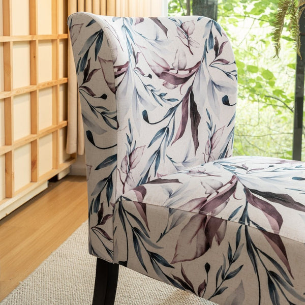 English Elm Capa Floral Slipper Chair Armless Accent Seat with Dark Wood Legs for Any Room T2574P205964