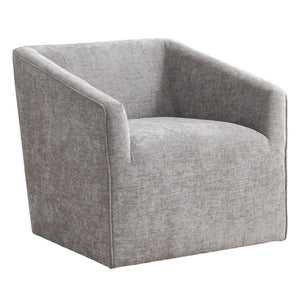 English Elm Nice Swivel Barrel Accent Chair Chenille Upholstered with Round Metal Base for Living Rooms Gray T2574P205965
