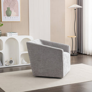 English Elm Nice Swivel Barrel Accent Chair Chenille Upholstered with Round Metal Base for Living Rooms Gray T2574P205965