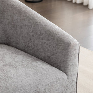 English Elm Nice Swivel Barrel Accent Chair Chenille Upholstered with Round Metal Base for Living Rooms Gray T2574P205965