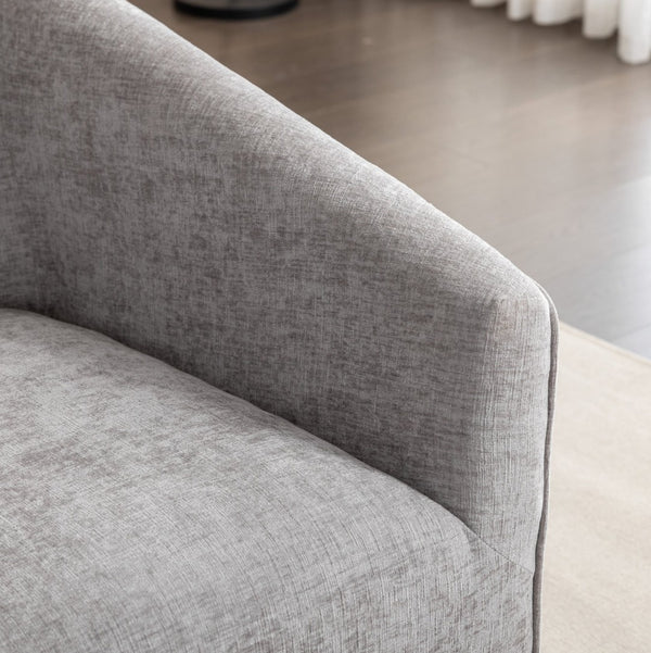English Elm Nice Swivel Barrel Accent Chair Chenille Upholstered with Round Metal Base for Living Rooms Gray T2574P205965