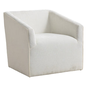 English Elm Nice Swivel Barrel Accent Chair Chenille Upholstered with Round Metal Base for Living Rooms White T2574P205966
